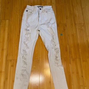 KanCan White Ripped Skinny Jeans
